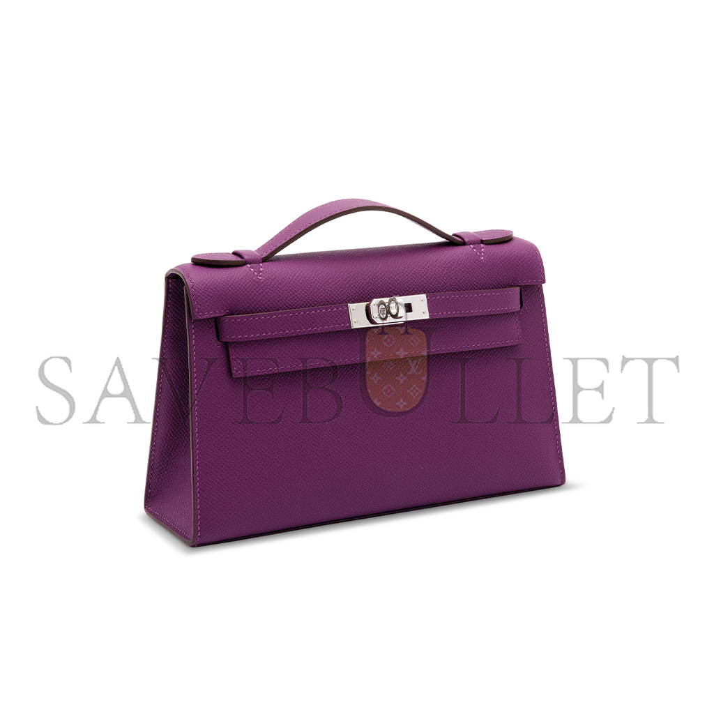 HERMES MASTER AN ANÉMONE EPSOM LEATHER KELLY POCHETTE WITH PALLADIUM HARDWARE (22*14*7cm) 